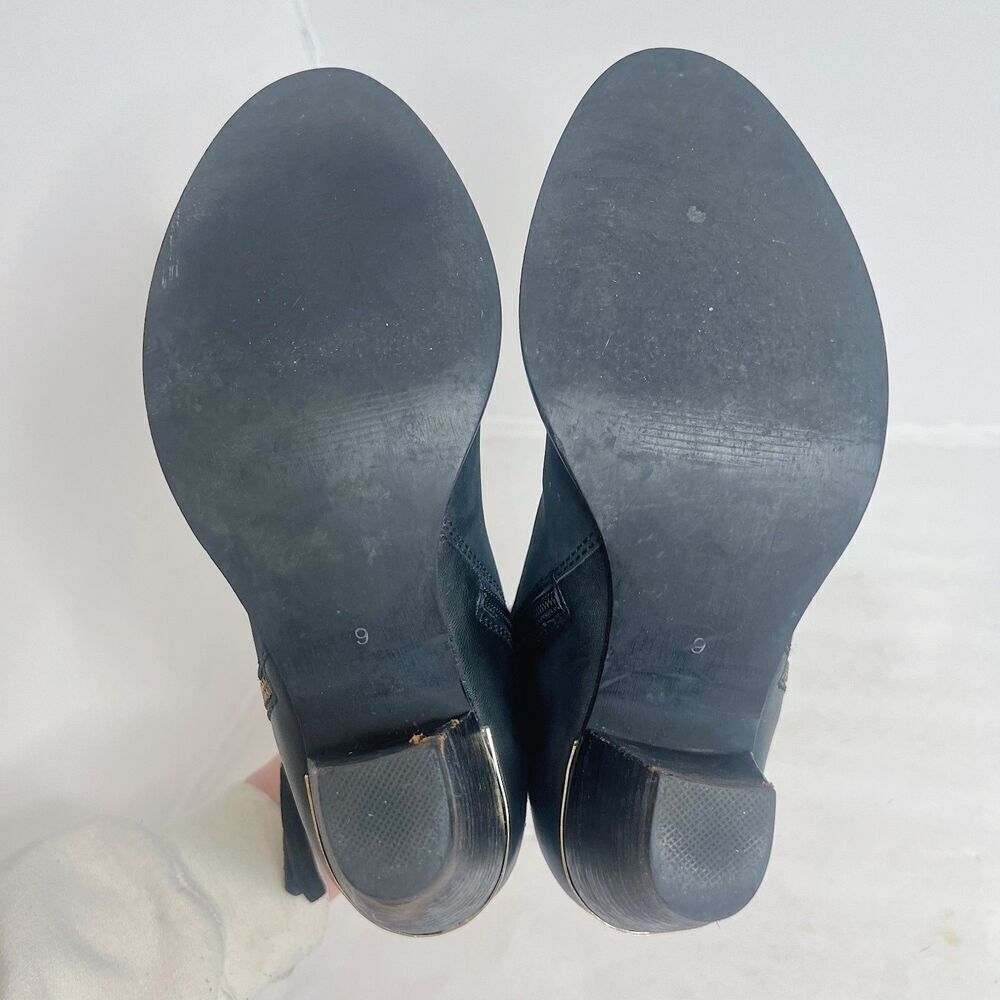Steve Madden Wantagh Black Leather Suede Booties Ankle Boots Size 9 - Picture 8 of 13